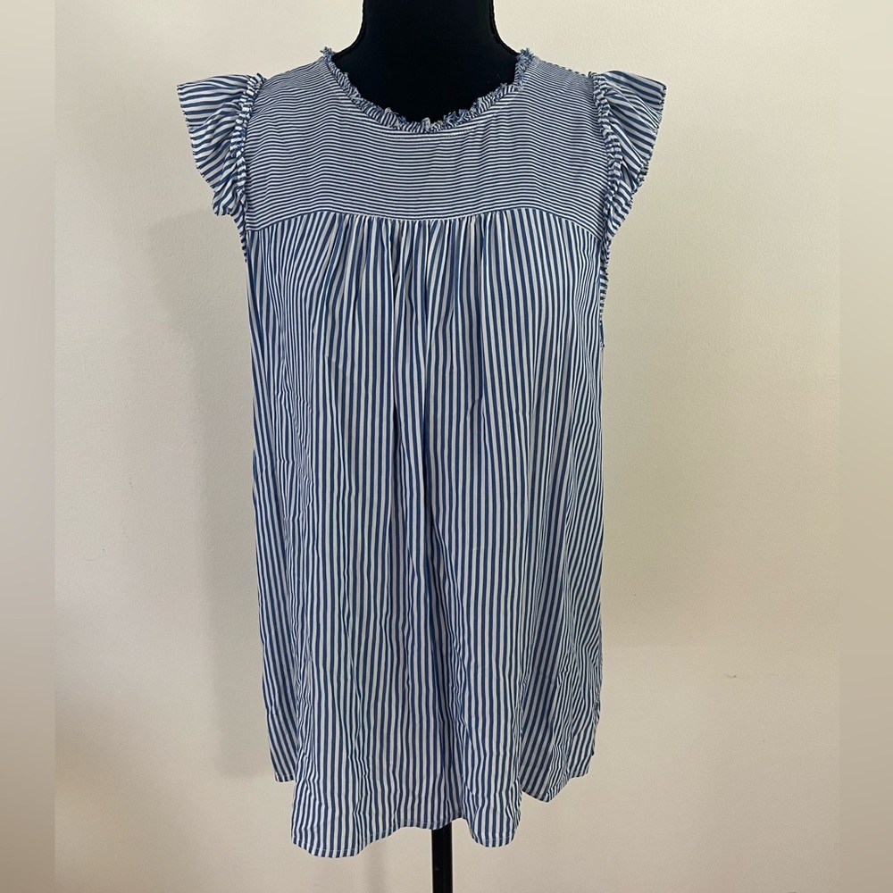 Loft Blue and White Stripe Blouse Size Medium